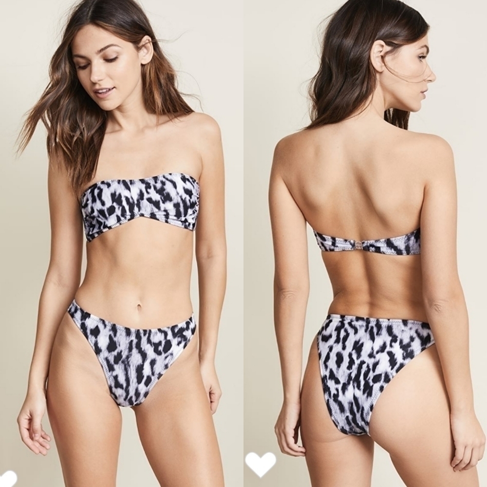New Norma Kamali Sunglass Bikini Bra & Luca Bottoms In Abstract Leopard NWT XS